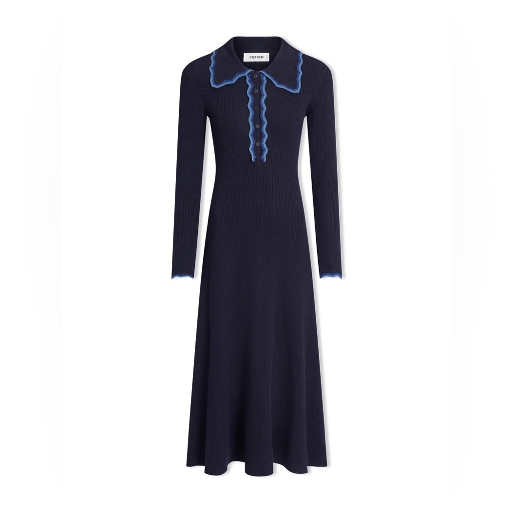 Cefinn Josie Wool Knit Dress - Navy Blue